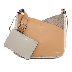 Calvin Klein Tan and Gray Crossbody Bag with Pouch